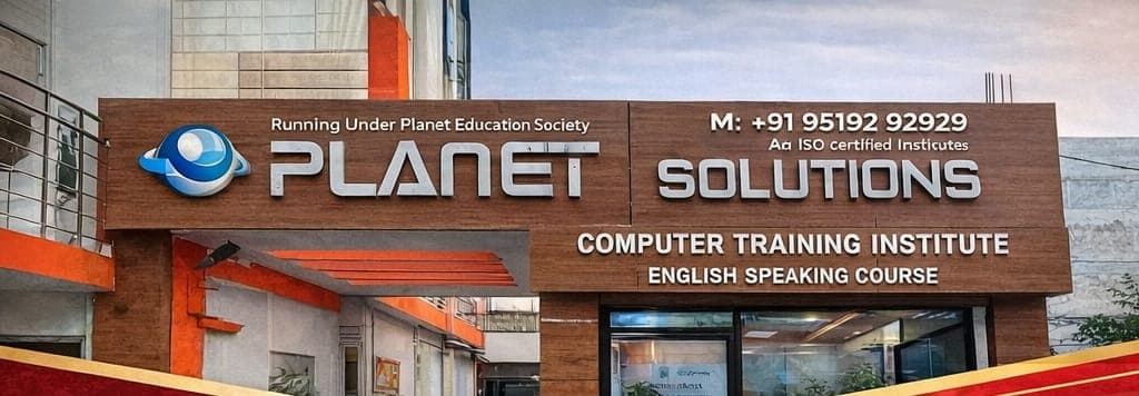Planet Solutions institute building and signage, Deviganj, Fatehpur